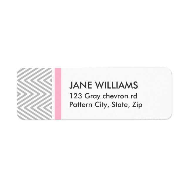 Gray chevron zigzag pattern chic return address label (Front)