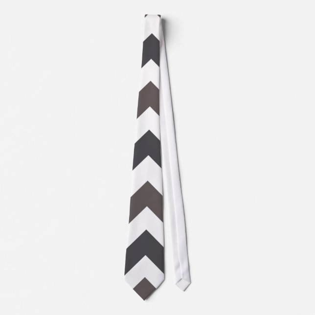 Gray Chevron Zigzag Pattern Neck Tie (Front)