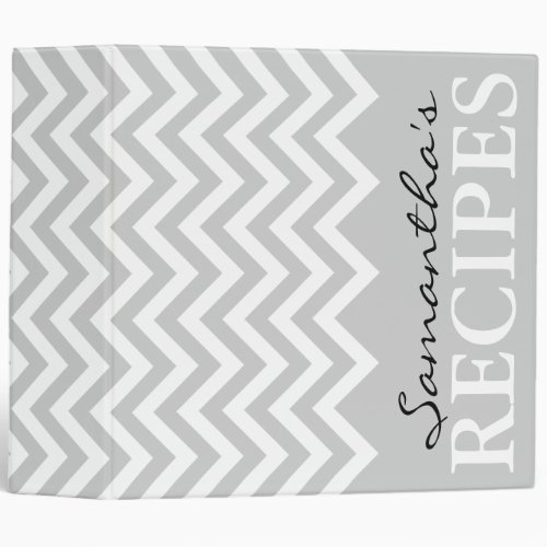 Gray chevron zigzag pattern recipe binder book
