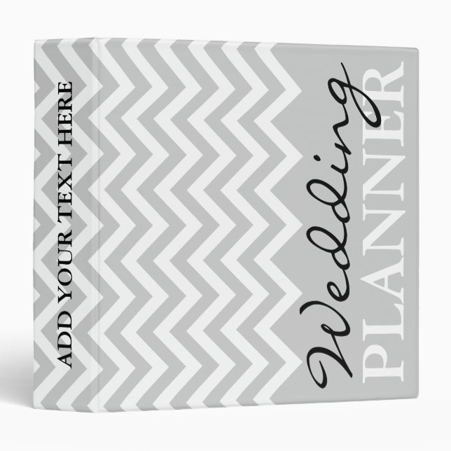 Gray chevron zigzag pattern wedding planner binder (Front/Spine)