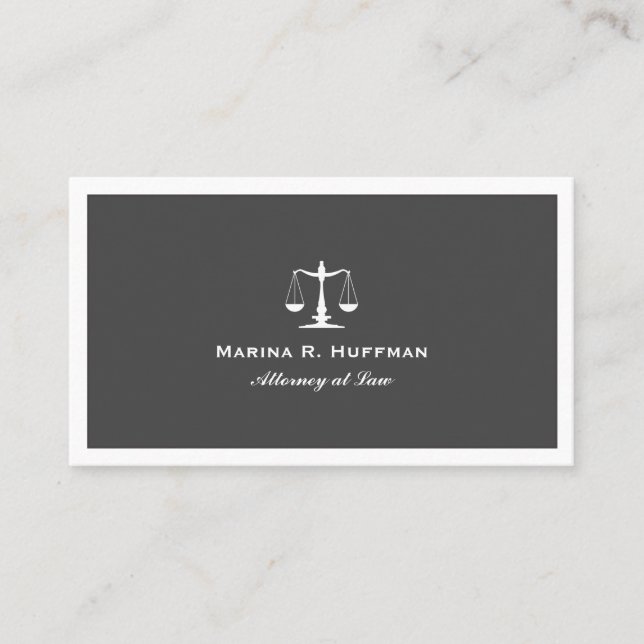 Gray chic Attorney  Justice Scale Professional Business Card (Front)