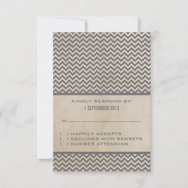 Gray Chic Chevron Response Card (Front)
