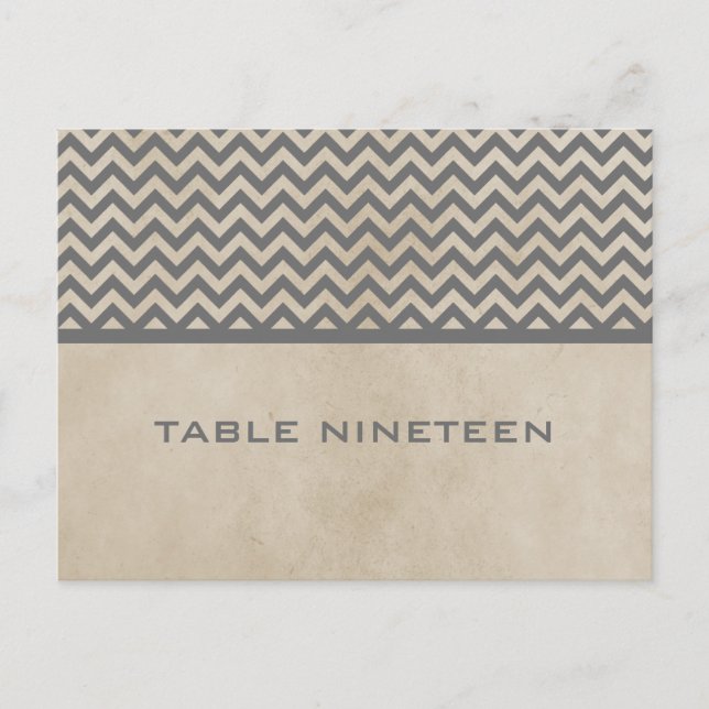 Gray Chic Chevron Table Number Postcard (Front)