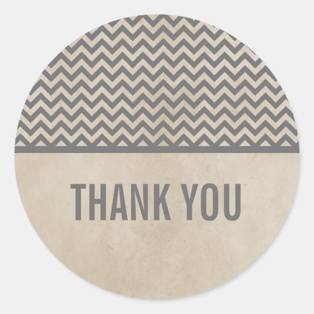 Gray Chic Chevron Thank You Stickers (Front)