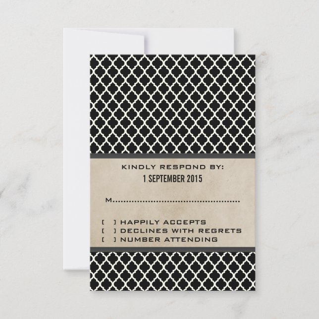 Gray Chic Quatrefoil Response Card (Front)