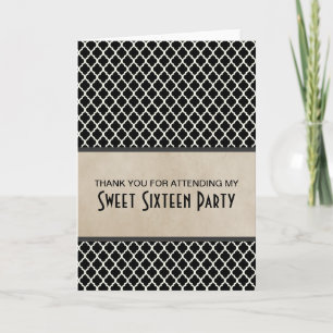 Gray Chic Quatrefoil Sweet 16 Thank You Card