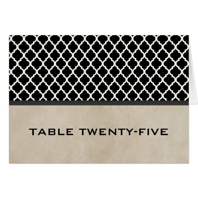 Gray Chic Quatrefoil Table Number Card (Front Horizontal)