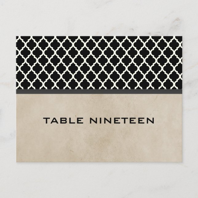 Gray Chic Quatrefoil Table Number Postcard (Front)