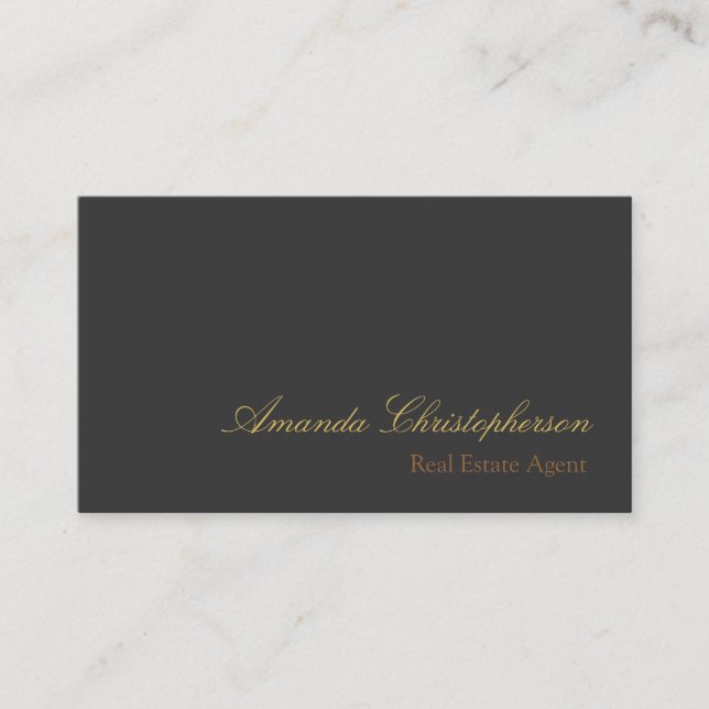 Gray Chic Script Trend Stylish Agent Business Card (Front)