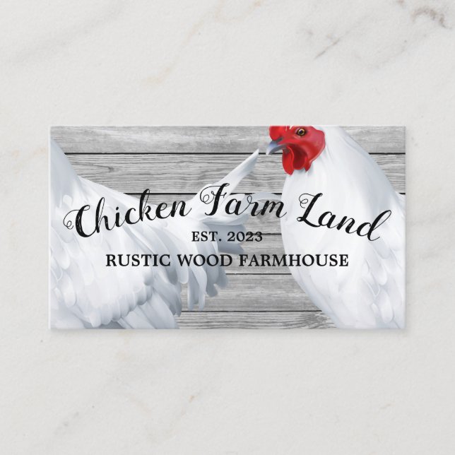 Gray Chicken Hen Rustic Organic Egg Farm Business Card (Front)