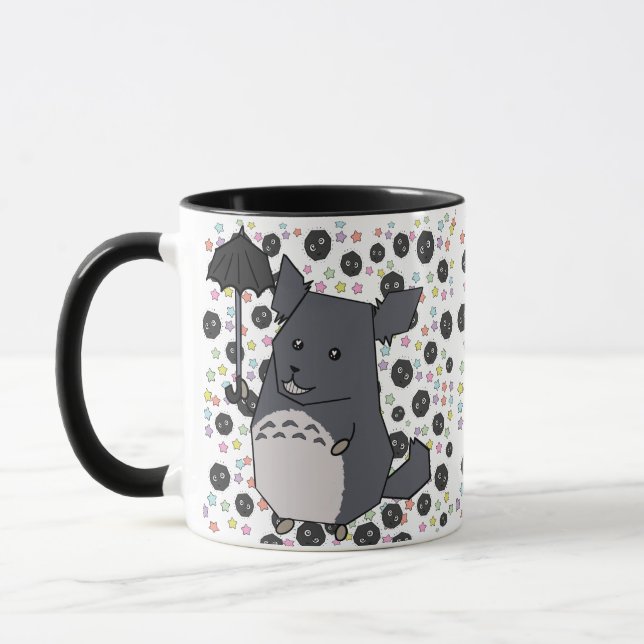 Gray Chinchilla Pastel Candy Stars Mug (Left)