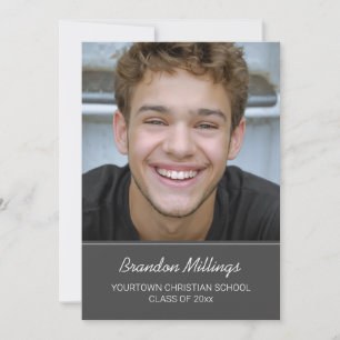 Gray Christian Graduation Photo Announcement