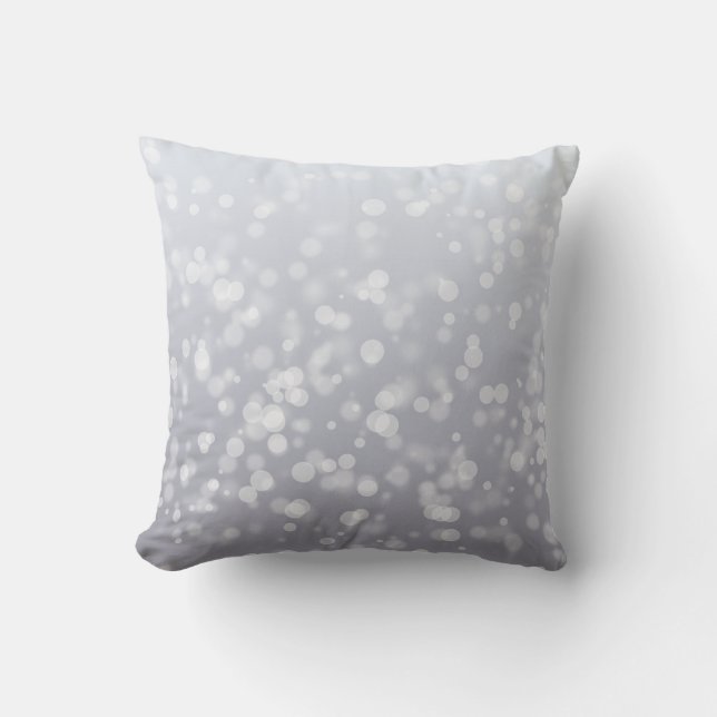 Gray Christmas Bokeh Pattern Throw Pillow (Front)