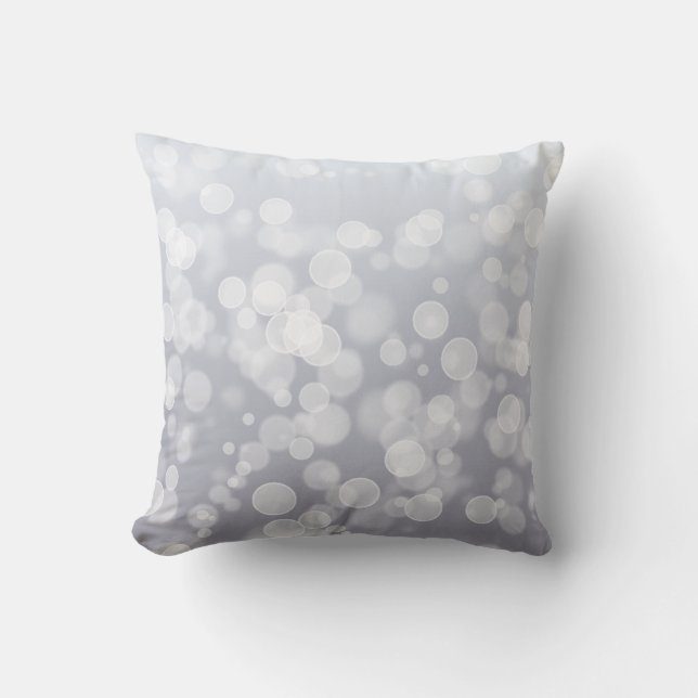 Gray Christmas Bokeh Throw Pillow (Front)