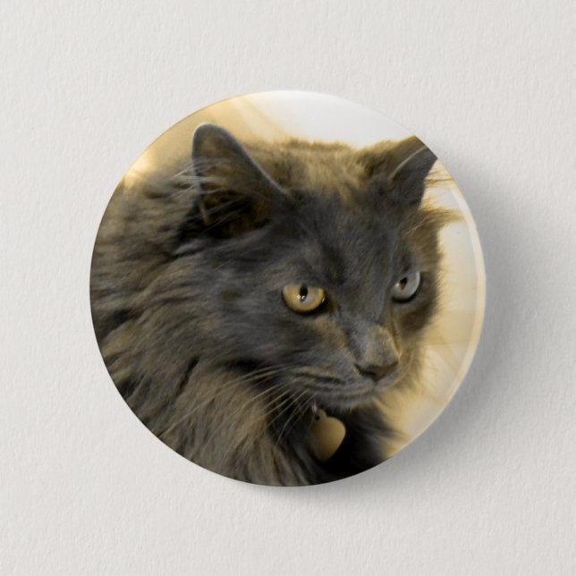 Gray Christmas Kitty IIII Button (Front)