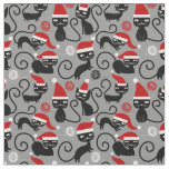 gray christmas santa cats fabric