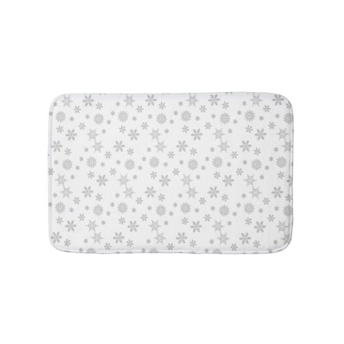 Gray Christmas Snowflakes pattern for the Holidays Bath Mat