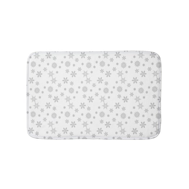 Gray Christmas Snowflakes pattern for the Holidays Bath Mat (Front)
