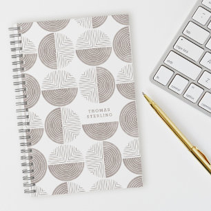 Gray Circle Geometric Pattern Spiral Notebook