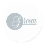 Gray Circle Groom Classic Round Sticker