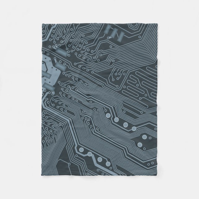 Gray Circuit Board Fleece Blanket (Front)