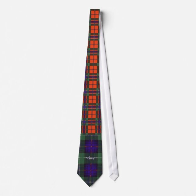 Gray clan Plaid Scottish kilt tartan Tie (Front)