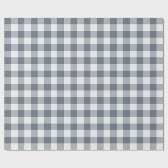 Gray Classic Checkered Gingham Wrapping Paper (Flat)