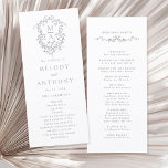 Gray Classic Floral Crest Wedding Ceremony Program<br><div class="desc">This wedding ceremony program features a elegant French floral crest with monograms and wedding party details on the back. For more advanced customization of this design,  please click the DESIGN TOOL BUTTON. Matching items are also available.</div>