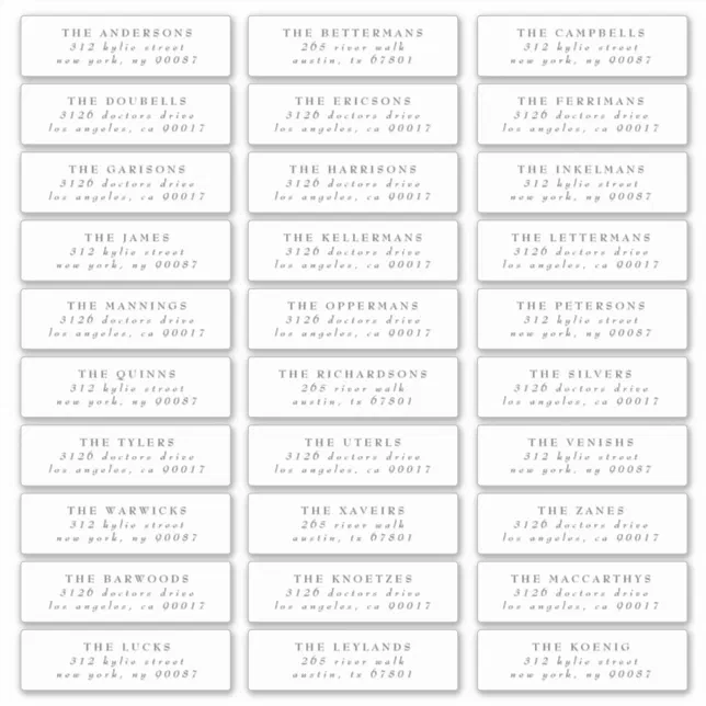 Gray Classic individual wedding address labels | Zazzle