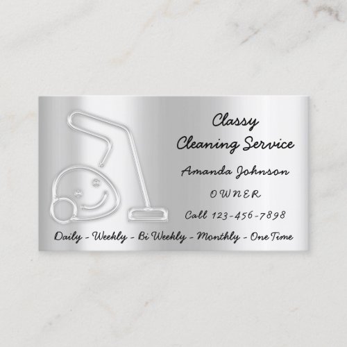 Gray Classy Cleaning Services Maid Vacuum Cleaner Business Card
