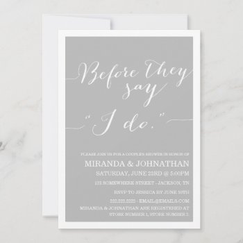 Gray Classy Couple's Shower Invitations by AllyJCat at Zazzle