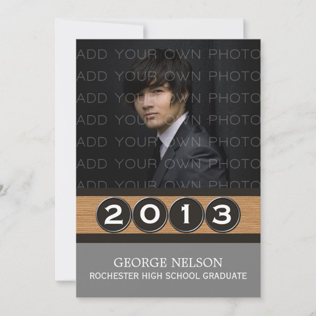 Gray Classy Keys Graduation Invitation (Front)