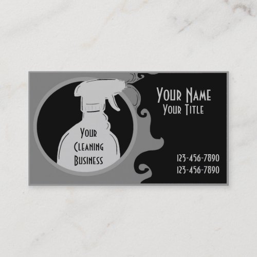 Gray cleaning services spray bottle custom cards business cards
