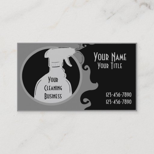 Customizable Gray cleaning services spray bottle custom cards business cards