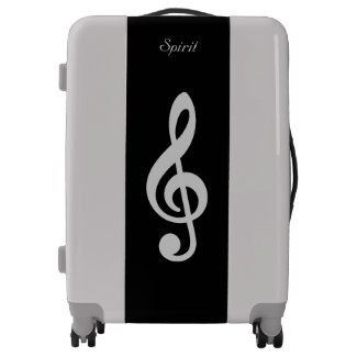 Gray Clef Musical Symbol on Black Luggage