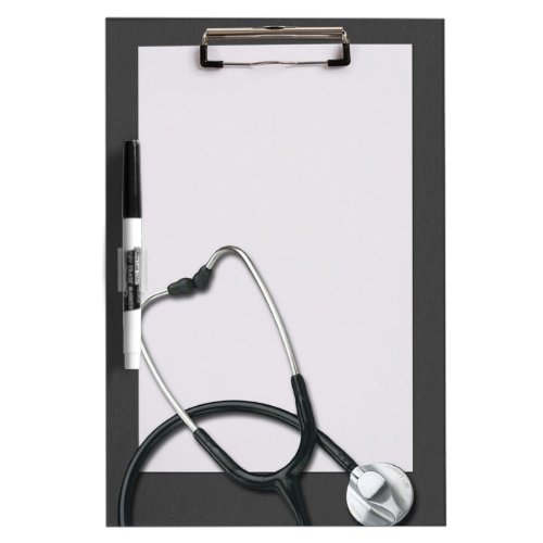 Gray Clipboard Medical with Stethoscope Dry Erase Board