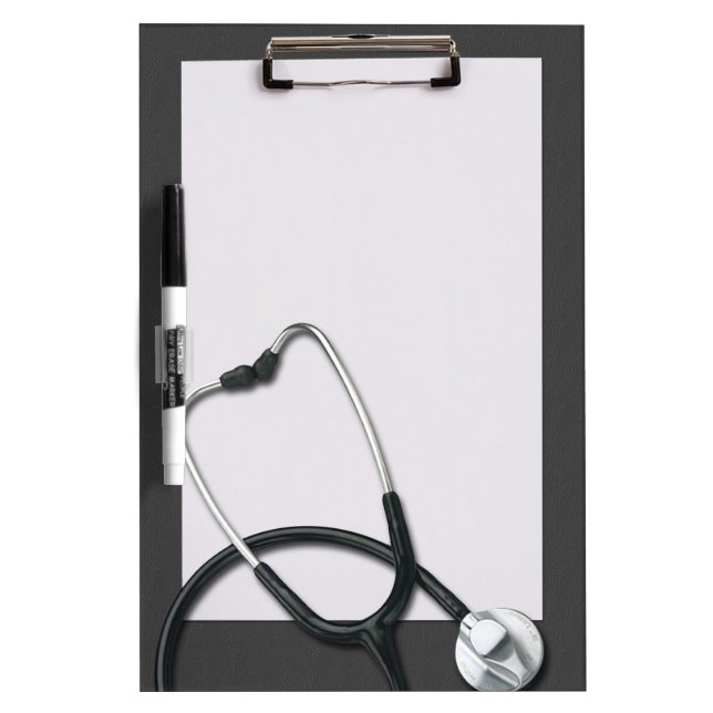 Gray Clipboard Medical with Stethoscope Dry Erase Board (Front)