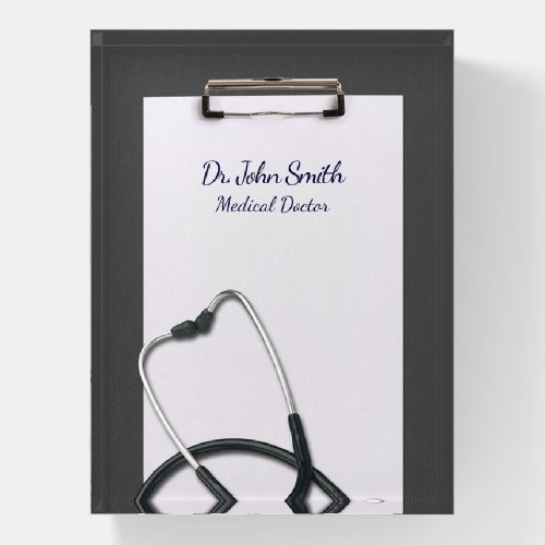 Gray Clipboard Medical with Stethoscope Paperweight