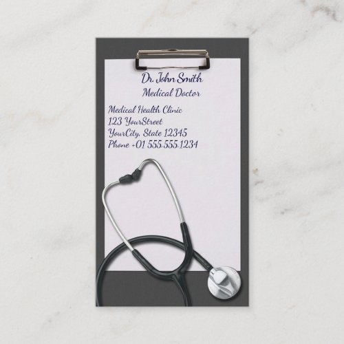 Gray Clipboard with Medical Stethoscope Appointment Card