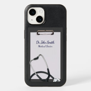 Gray Clipboard with Stethoscope Medical OtterBox iPhone 14 Case