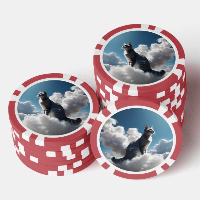 Gray Cloud Cat Poker Chips (Stack)