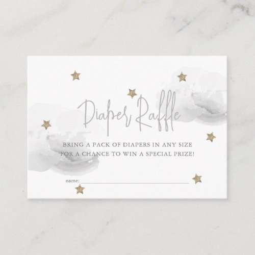 Gray Cloud  Star Baby Shower Diaper Raffle Ticket Enclosure Card