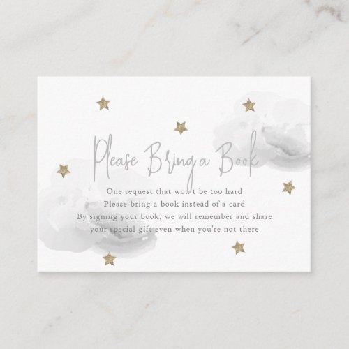 Gray Cloud  Star Baby Shower Please Bring a Book Enclosure Card