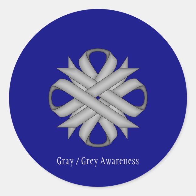 Gray Clover Ribbon by Kenneth Yoncich Classic Round Sticker (Front)