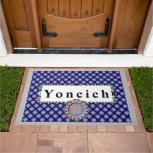 Gray Clover Ribbon by Kenneth Yoncich Doormat