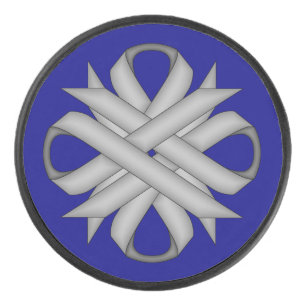 Gray Clover Ribbon by Kenneth Yoncich Hockey Puck