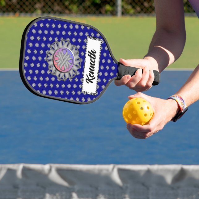 Gray Clover Ribbon by Kenneth Yoncich Pickleball Paddle (Insitu)