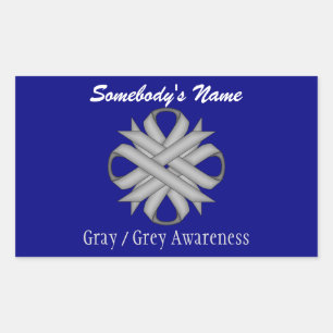 Gray Clover Ribbon by Kenneth Yoncich Rectangular Sticker