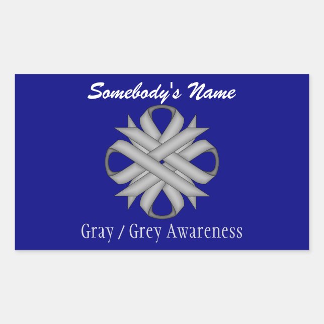 Gray Clover Ribbon by Kenneth Yoncich Rectangular Sticker (Front)