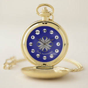 Gray Clover Ribbon (Kf) by K Yoncich Pocket Watch